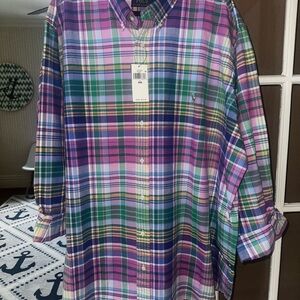 New Mens 3X 3XLPolo Ralph Lauren  Men's Plaid Dress ShirtShirt
